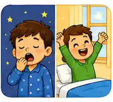 Tired and fresh vocabulary for kids