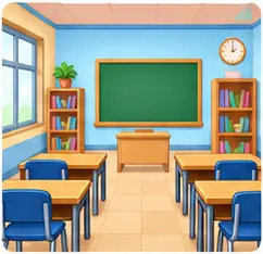 Classroom illustration for school vocabulary for kids