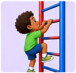 Child climbing a ladder for playground vocabulary for kids