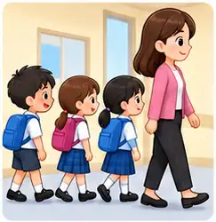 Children following classroom rules