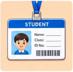 School ID card for school supplies vocabulary for kids