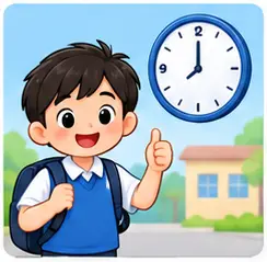 Student arriving at school on time