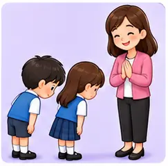 Children showing respect for teacher rules vocabulary for kids