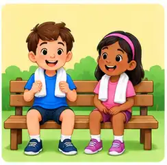 Children resting after playground activity