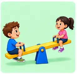 Children playing on a seesaw for playground vocabulary for kids