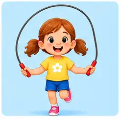 Child skipping happily for playground vocabulary for kids