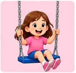 Child using a swing for playground vocabulary for kids