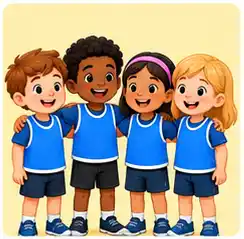 Children playing together as a team for playground vocabulary for kids
