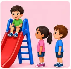 Children waiting for a turn for playground vocabulary for kids