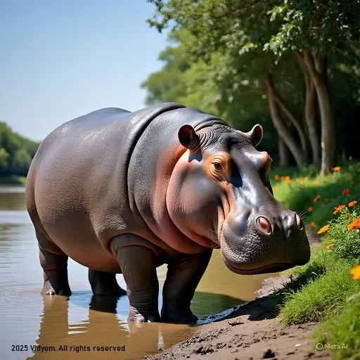 Hippopotamus – wild animals for kids picture and audio name