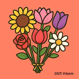 Child smelling colorful flowers