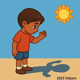 yes or no questions for kids lesson 5: Child looking at their shadow on the ground