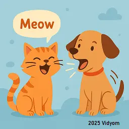 Cat meowing and dog barking