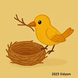 Bird building a nest with twigs