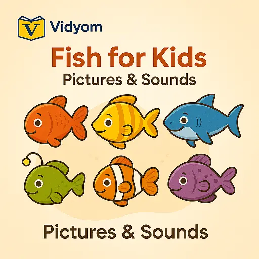 Fish for Kids – Learn Goldfish, Shark, Clownfish, and more with Pictures and Sounds – Vidyom Kids Learning App