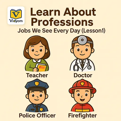 Learn About Professions – Teacher, Doctor, Police Officer, and Firefighter – Vidyom Kids Learning App
