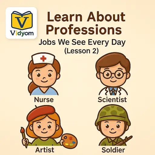 Learn About Professions – Nurse, Scientist, Artist, and Soldier – Vidyom Kids Learning App