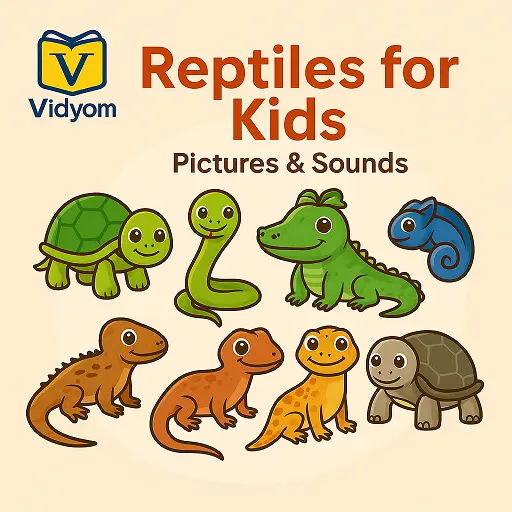 Reptiles for Kids – Learn Turtle, Snake, Crocodile, and Lizard with Pictures and Sounds – Vidyom Kids Learning App