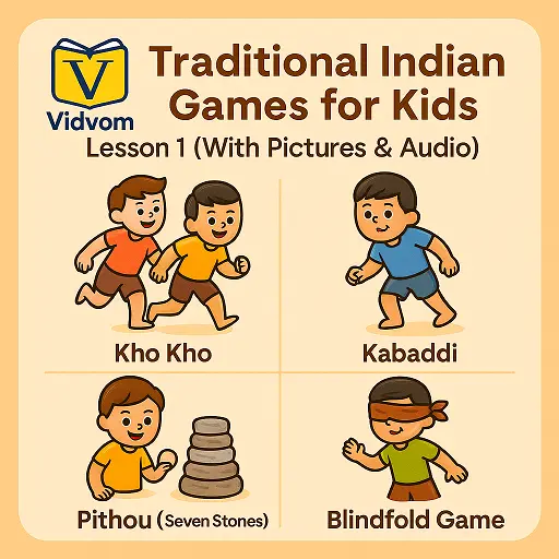Traditional Indian Games for Kids – Kho Kho, Kabaddi, Pithou, and Blindfold Game – Vidyom Kids Learning App