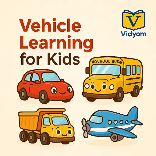 Vehicle Learning for Kids – Car, Bus, Truck, and Airplane – Vidyom Kids Learning App