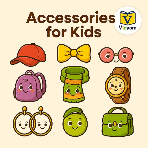 Wearable Accessories for Kids – Learn about Cap, Bow, Glasses, Backpack, and Watch – Vidyom Kids Learning App