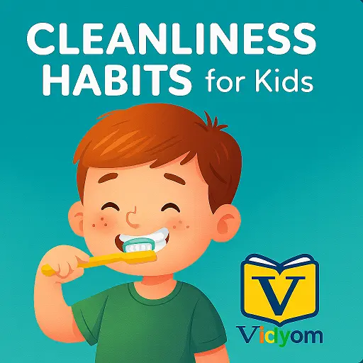 cleanliness and healthy habits for kids – washing hands, brushing teeth, and using a dustbin in a clean home
