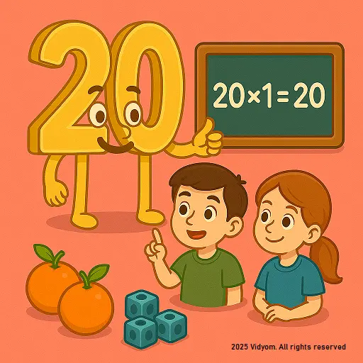 table of 20 for kids – 20× table with place-value rods and friendly numbers