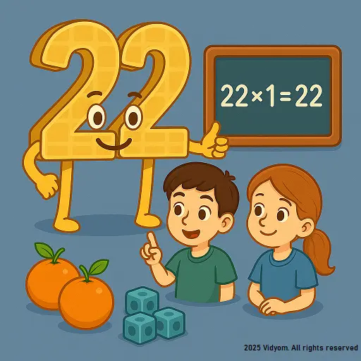 table of 22 for kids – 22× table with twin number theme and neat counters