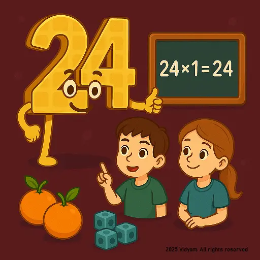 table of 24 for kids – 24× table with cheerful numbers and grouping blocks