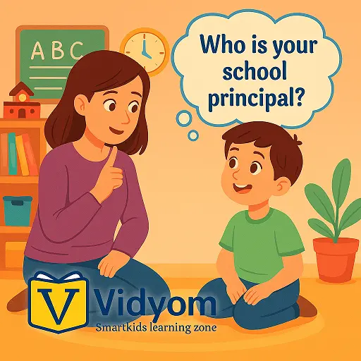 Who questions for kids lesson 3 – teacher and children learning English through fun classroom questions for Vidyom.