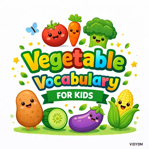 vegetable vocabulary for kids hero image with a child learning vegetable names using picture cards and audio icons