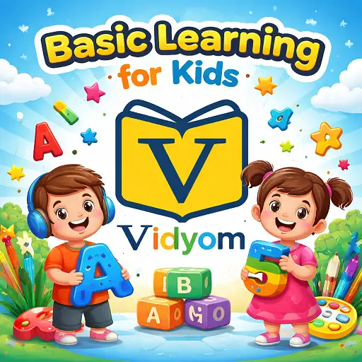 basic learning for kids hero image showing alphabet letters numbers and colorful preschool education