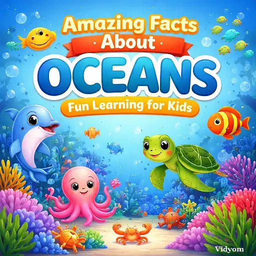 ocean fact for kids – realistic sea animals underwater with coral reef and “Fun Learning for Kids” title