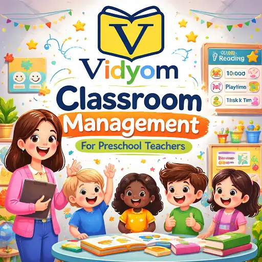 classroom management for preschool teachers hero image with teacher guiding children in organized classroom