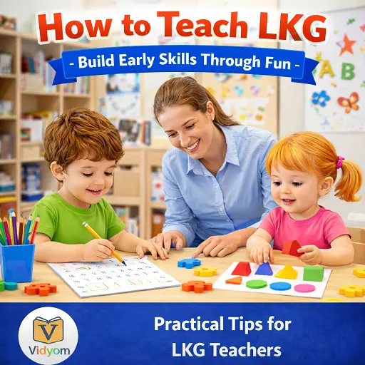 How to teach LKG – teacher helping kindergarten kids learn early skills through fun classroom activities