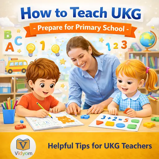 How to teach UKG – teacher helping kindergarten children prepare for primary school learning