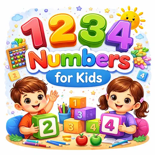 numbers for kids 1 to 4 learning with colorful blocks and happy children