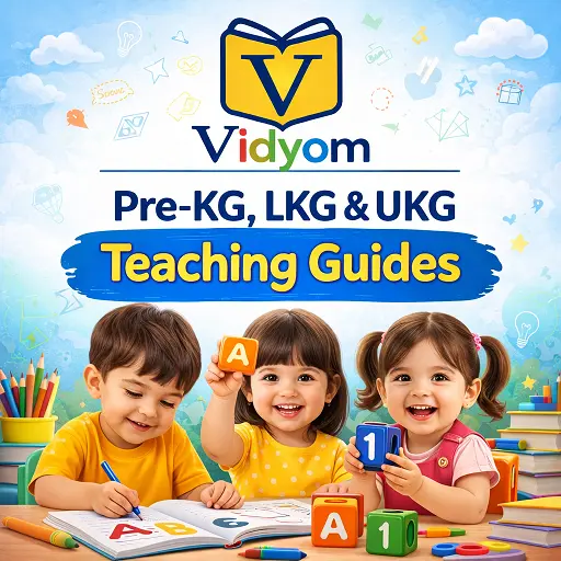 Pre-KG LKG UKG teaching guide hero image with real kids learning in classroom