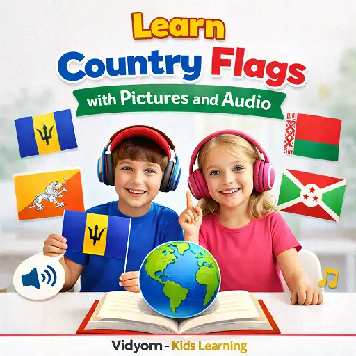 learn country flag for kids with pictures and audio showing children holding flags